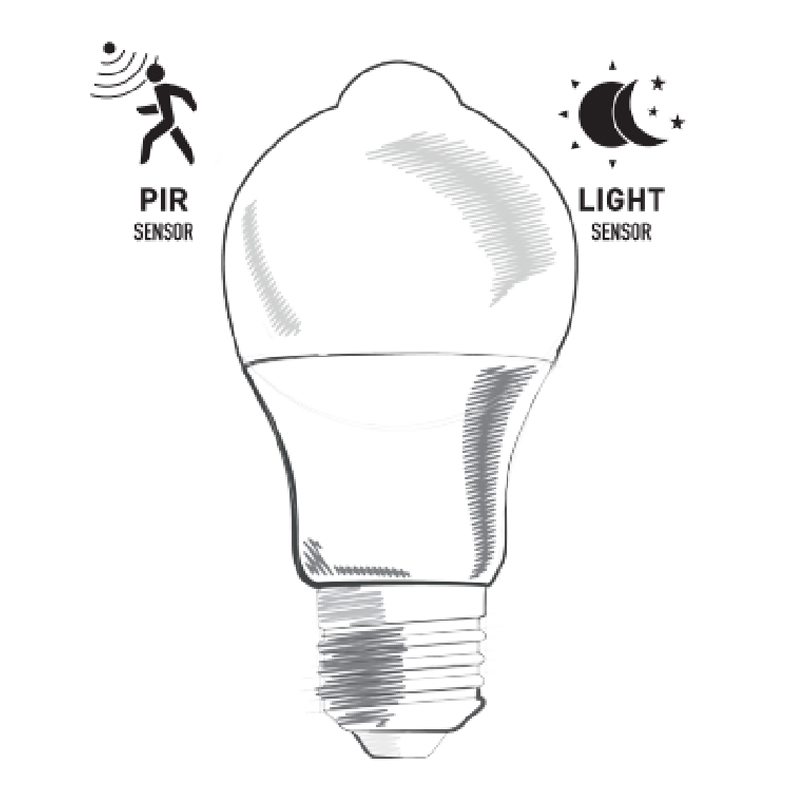 A60 PIR Motion Sensor หลอดไฟ LED